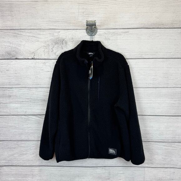 Eddie Bauer Men's Black Fleece Sherpa Zip Up Jacket Size Large - Picture 1 of 7
